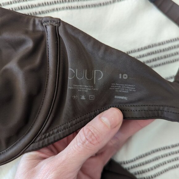CUUP Swimsuit Brown Plunge Top and Highwaist Bottoms - Picture 10 of 12